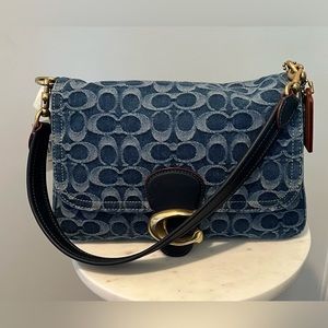 COACH Soft Tabby Signature Logo Denim Shoulder Bag